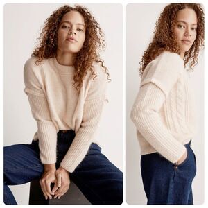 Madewell Cable Havener Pullover Sweater Cozy Cable Knit Sweater M